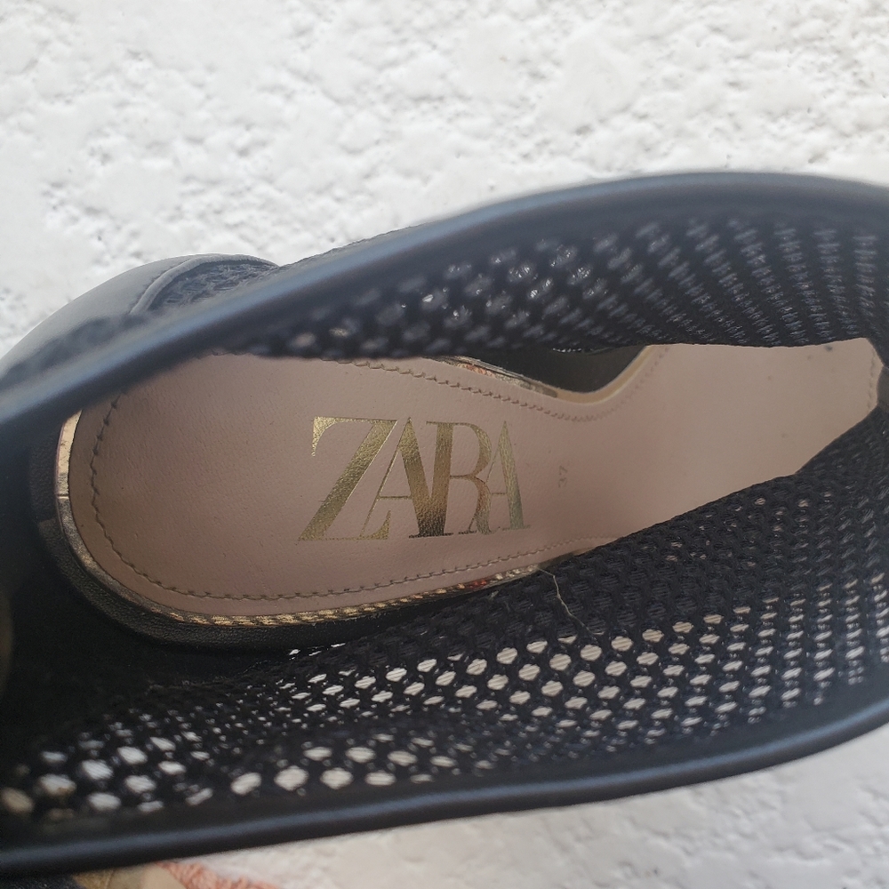Zara Black Mesh High Heel Sandals - Picture 8 of 11